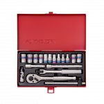 18PC.1/4"DR.SOCKET SET METRIC CHROME