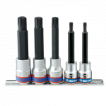 5PC.3/8"+ 1/2"DR.RIBE BITOCKET SET WITH RAIL
