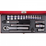 20PC.3/8"DR.SOCKET SET 6PT METRIC CHROME