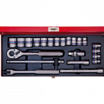 22PC.3/8"DR.SOCKET SET 6PT METRIC CHROME