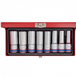 8PC.1/2"DR.DEEP SOCKET SET 12PT METRIC CHROME