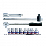 11PC.1/2"DR.SOCKET SET 6PT METRIC CHROME