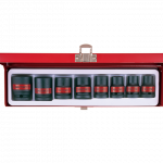 8PC.1/2"DR.AIR IMPACT SOCKET SET 6PT SAE BLACK