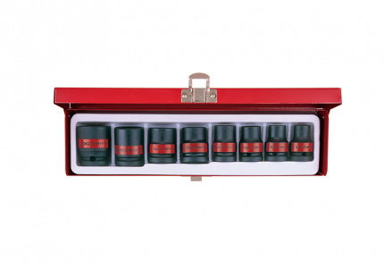 8PC.1/2"DR.AIR IMPACT SOCKET SET 6PT SAE BLACK