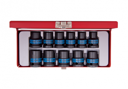 11PC.1/2"DR.IMPACT SOCKET RAIL SET METRIC BLACK