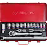 16PC.1/2"DR.SOCKET SET 6PT METRIC CHROME