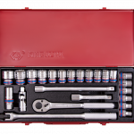 24PC.1/2"DR.SOCKET SET 6PT METRIC CHROME