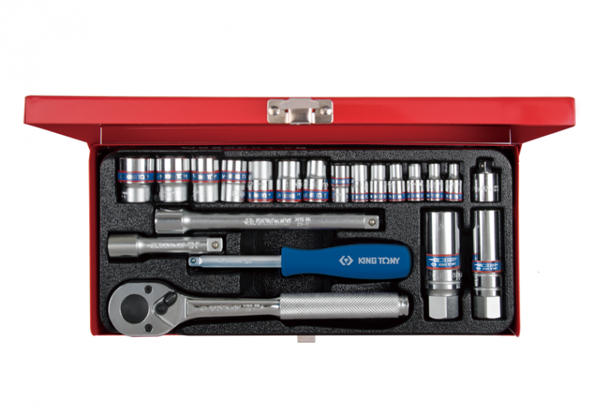 21PC.1/4"&3/8"DR.SOCKET SET 12PT METRIC CHROME