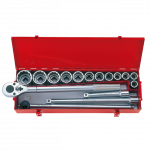 16PC.3/4"DR.SOCKET SET 12PT METRIC CHROME