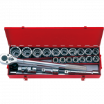 23PC.3/4"DR.SOCKET SET 12PT METRIC CHROME
