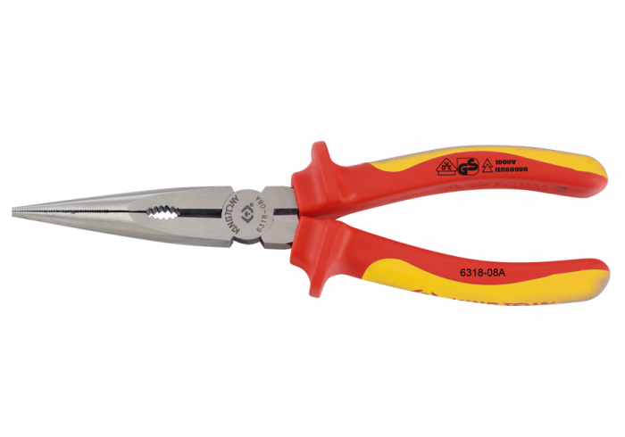 VDE INSULATED LONG NOSE PLIERS 8-1/4" - Image 1