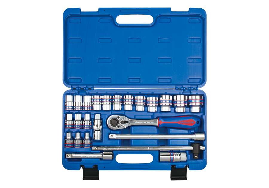 ST4028MR.png 24PC.1/2"DR.SOCKET SET 12PT METRIC CHROME - Image 1