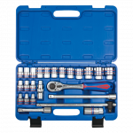 24PC.1/2"DR.SOCKET SET 6PT METRIC CHROME